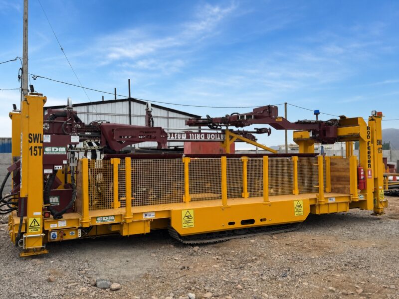 EDM MkII crawler-mounted rod loader under a blue sky